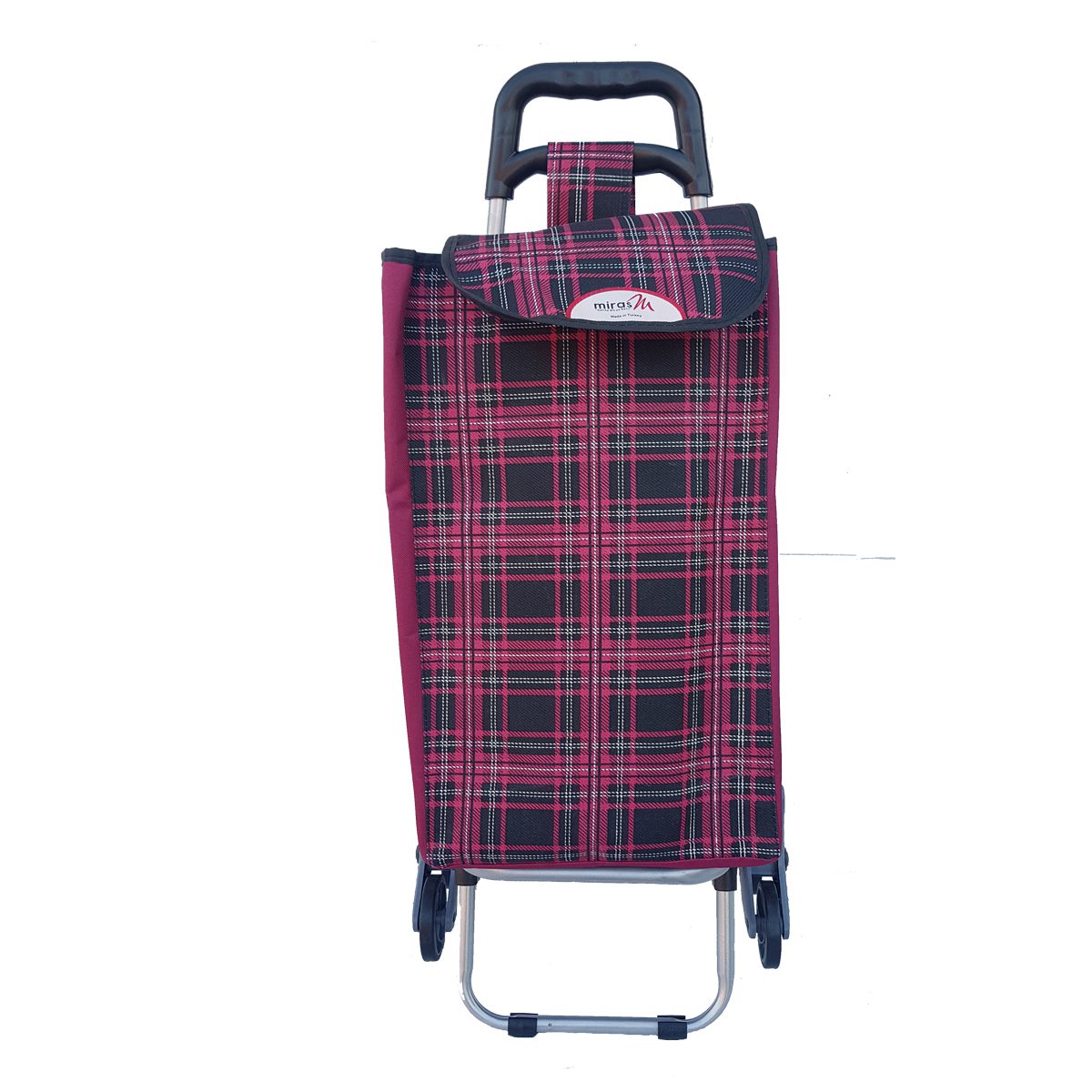 Carucior pentru piata cu 3 roti, Miras, Bordo cu negru, 36 lt, Impermabil