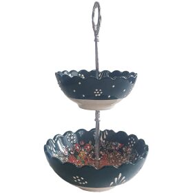 Bol ceramica handmade stil turcesc supra etajata, 25 cm, Verde, EHA