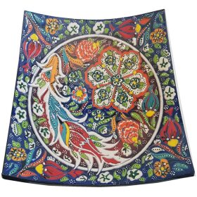 Farfurie ceramica handmade stil turcesc, 22x22 cm, Multicolor bluemarin cu flori, EHA