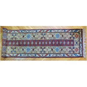 Covor manual turcesc, traversa MELAS din lana pe urzeala de lana, 250.000 noduri/m², 322 x 85 cm