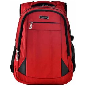 Ghiozdan / Rucsac Relaxion cu 4 compartimente, cu mufa pentru casti, cu suport pentru spate, Rosu, 46x32x23 cm