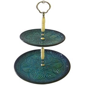 Farfurie ceramica handmade stil turcesc supra etajata, 24.5 cm – 18 cm x 29 cm, Verde, EHA