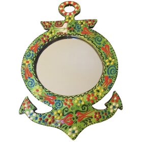 Oglinda in rama model ancora, multicolor verde, 26 x 17 cm, EHA
