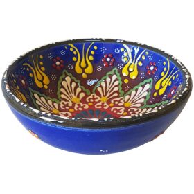 Bol turcesc ceramic in relief, handmade, diametru 12 cm, bluemarin, EHA