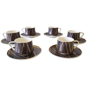 Set 6 cani pentru cafea turceasca, din portelan, mov, Paci