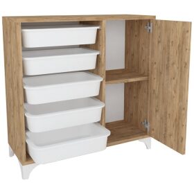 Dulap de bucatarie cu 5 sertare, pin, pal+plastic PP,78.5x77x30 cm,Bofigo