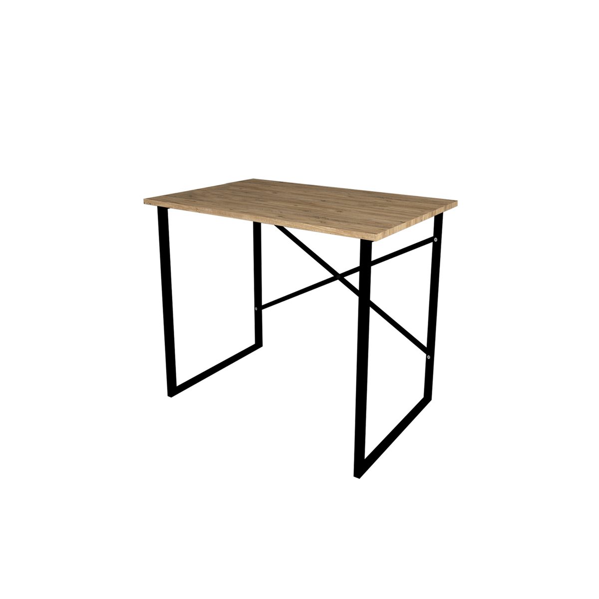 Masa de studiu simpla cu cadru de metal, 60x90 cm, pal + metal, alun, Bofigo