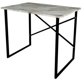 Masa de studiu simpla cu cadru de metal, 60x90 cm, pal + metal, gri marmorat, Bofigo
