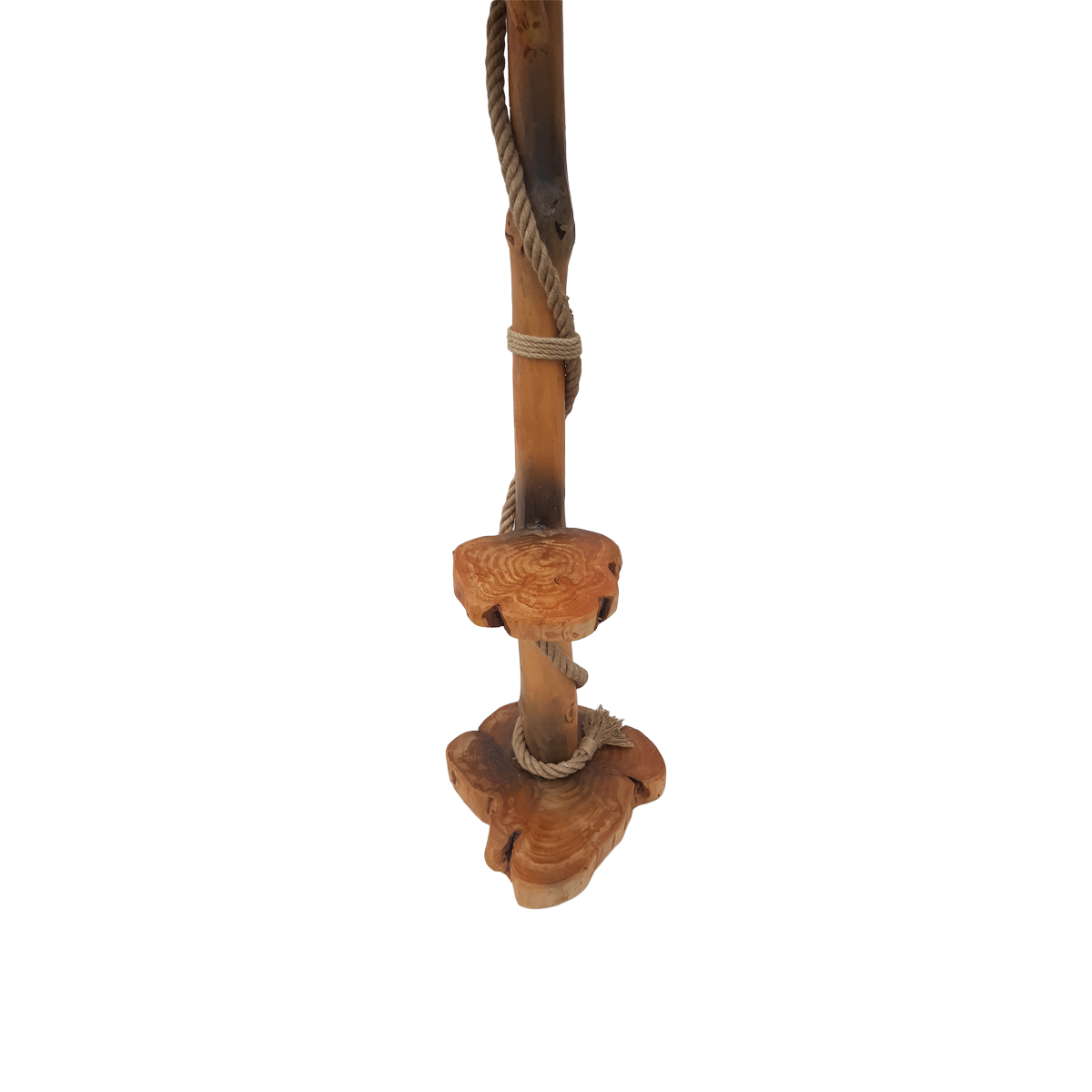 Lampa decorativa de podea rustica cu trei brate, lemn mandarin, 200x60 cm, EHA - imagine 3
