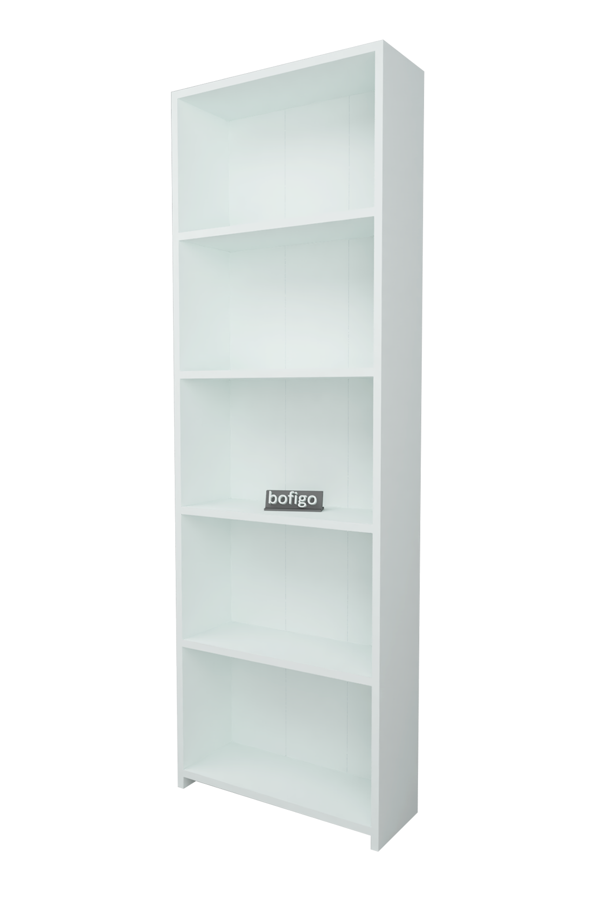 Biblioteca lemn Bofigo, 5 rafturi, pal, alb - imagine 4