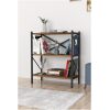 0001490 bofigo dekoratif 3 rafli kitaplik metal kitaplik ceviz BazaarIstanbul