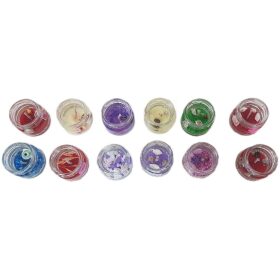Set 12 lumanare parfumata in pahar cu diverse decor interior, model cu aroma de lamaie, 4x4 cm, 972 gr