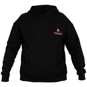 Hanorac unisex brodat cu gluga si buzunare, din bumbac, culoare negru, Oversized