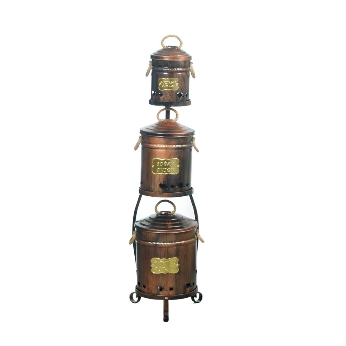 Suport cu 3 cosuri cu capac metallic multifunctional, Ø29xh92 cm