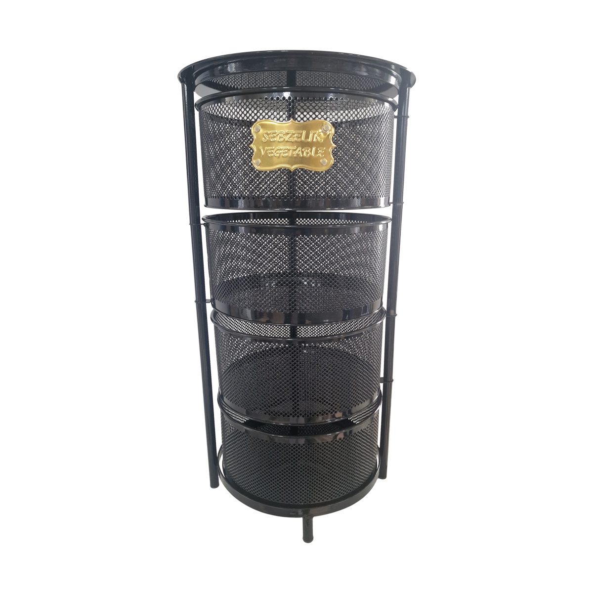 Suport cu 4 cosuri pliabile metalic multifunctional, Ø32Xh66 cm