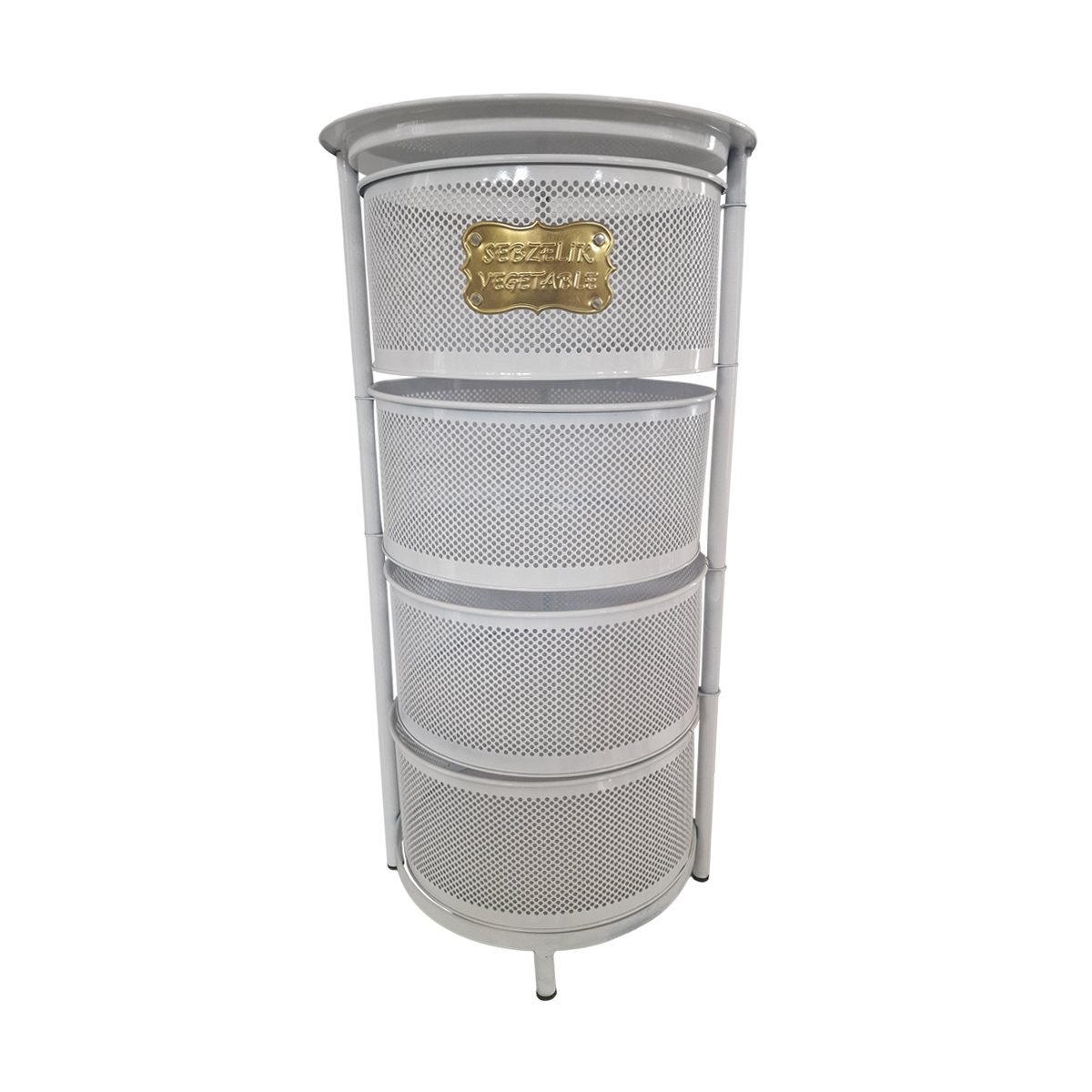 Suport cu 4 cosuri pliabile metalic multifunctional, Ø32Xh66 cm - imagine 2