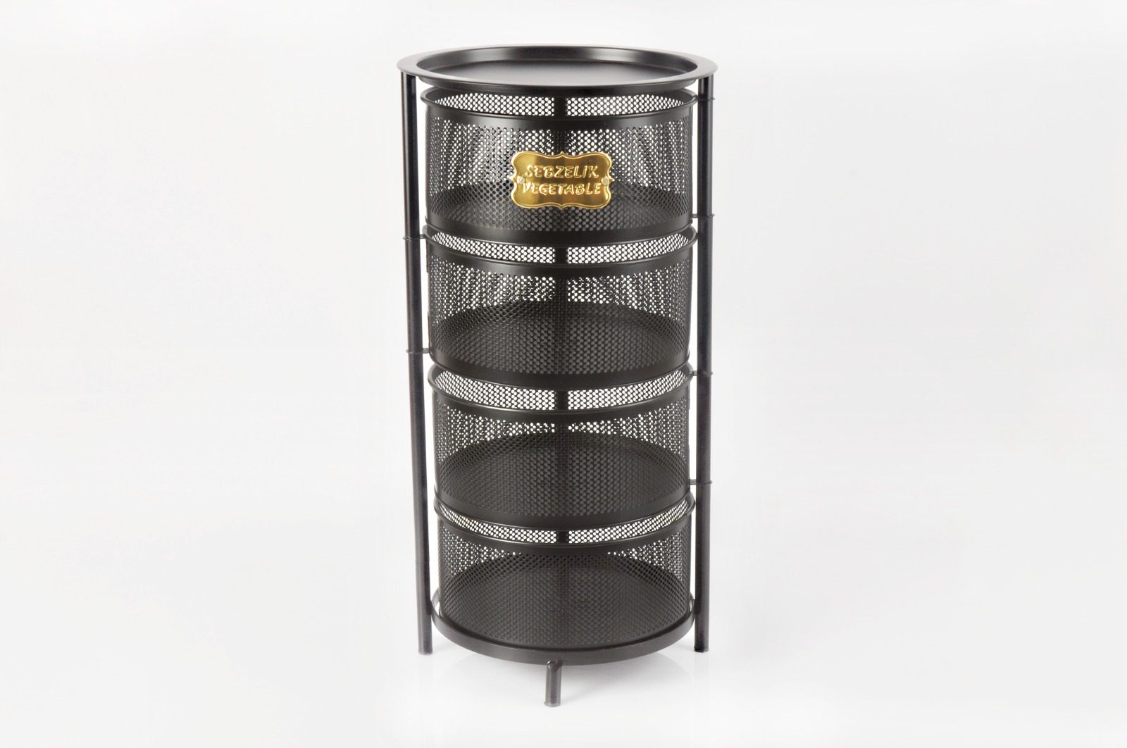 Suport cu 4 cosuri pliabile metalic multifunctional, Ø32Xh66 cm - imagine 5